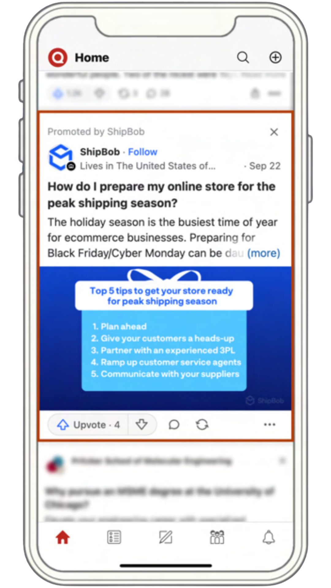 shipbob promoted answer ad example